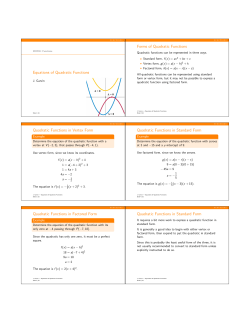 Equations of Quadratic Functions Forms of Quadratic