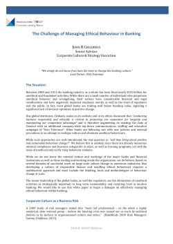 The Challenge of Managing Ethical Behaviour in Banking