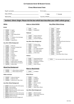 Section1: Ethnic Origin: Please tick the box which best describes
