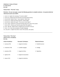 Collections 3: Voices of Protest Sr. Comp and Lit Mr. Geis Thomas