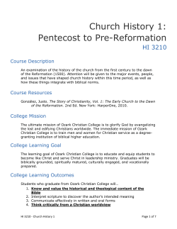 Church History 1: Pentecost to Pre-Reformation