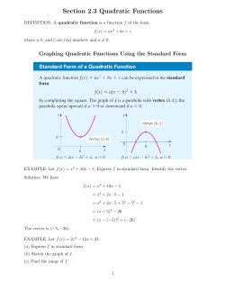 Section 2.3 Quadratic Functions