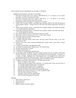 LIST OF PILOT PLANT EQUIPMENT AVAILABLE AT PURDUE