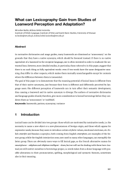 What can lexicography gain from studies of loanword