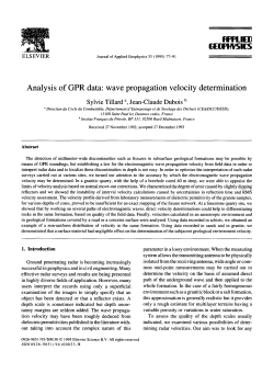 Analysis of GPR data: wave propagation velocity determination