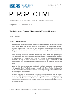 The Indigenous Peoples` Movement in Thailand Expands