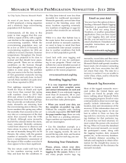 MONARCH WATCH PREMIGRATION NEWSLETTER