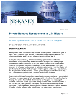 Private Refugee Resettlement in US History