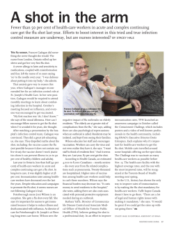 A shot in the arm - Registered Nurses` Association of Ontario
