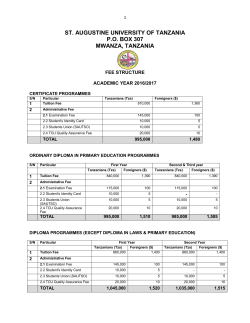 Fee Structure - St. Augustine University of Tanzania