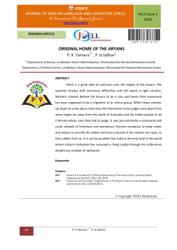 original home of the aryans - Veda`s Journal of English Language