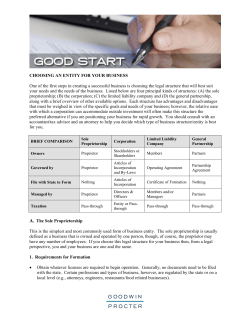 CHOOSING AN ENTITY FOR YOUR BUSINESS