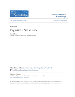 Plagiarism is Not a Crime - UKnowledge