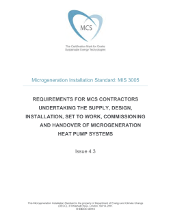 MIS 3005 Heat Pump Systems - Ground Source Heat Pump