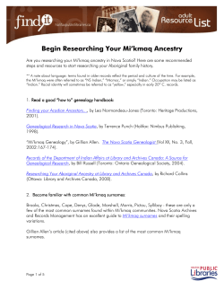 Begin Researching Your Mi`kmaq Ancestry