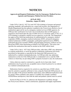 EMS Approved and Required Medication List 08-28-2015