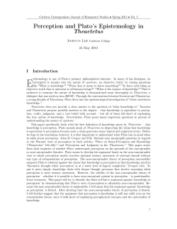 Perception and Plato`s Epistemology in Theaetetus