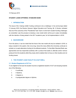 1 10 February 2016 STUDENT LOANS OFFERING: STANDARD