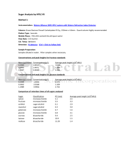 Sugar Analysis by HPLC-RI