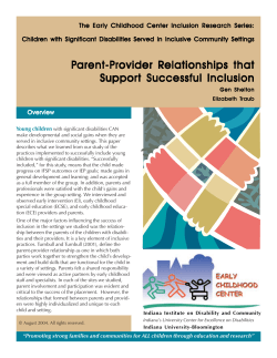 Parent-provider relationships that support successful inclusion