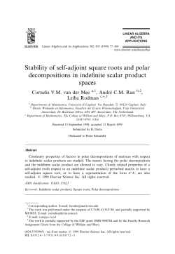 Stability of self-adjoint square roots and polar decompositions in