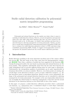 Stable radial distortion calibration by polynomial