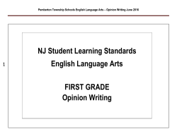 Grade 1 Opinion Writing - Pemberton Township Schools