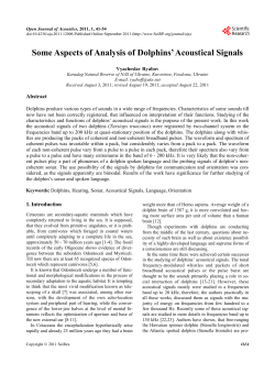 Some Aspects of Analysis of Dolphins` Acoustical Signals