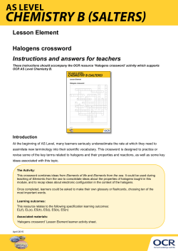 Halogens crossword - Teacher instructions