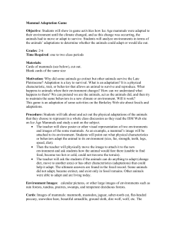 Mammal Adaptation Game - Illinois State Museum