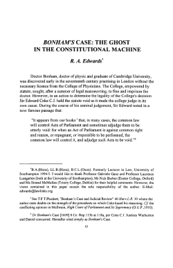 BONHAM.S CASE: THE GHOST IN THE CONSTITUTIONAL MACHINE
