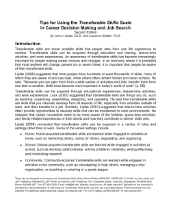 Tips for Using the Transferable Skills Scale in Career