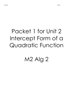Assignment 2A Graphs of Quads Intercept Form
