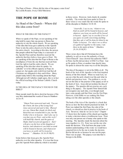 THE POPE OF ROME - Every Child Ministries