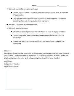 Station 1: Levels of organization and Legos Use the Legos to create