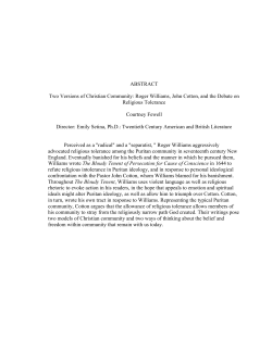 ABSTRACT Two Versions of Christian Community: Roger Williams