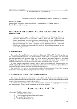 researching of the stopping distance for different road conditions
