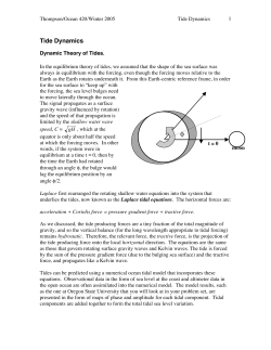 Tide Dynamics: Dynamic Theory of Tides