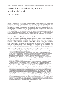 International peacebuilding and the `mission