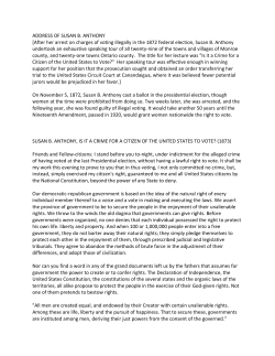 Susan B. Anthony - A Crime to Vote