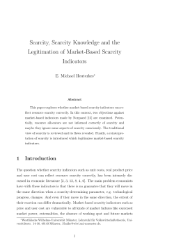 Scarcity, Scarcity Knowledge and the Legitimation of Market