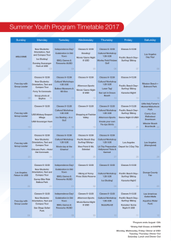 Summer Youth Program Timetable 2017