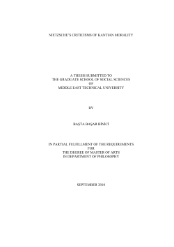 nietzsche`s criticisms of kantian morality a thesis submitted