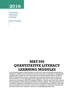 mat 050 quantitative literacy learning modules