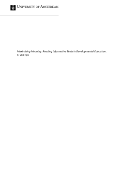 Reading Informative Texts in Developmental Education. Y. van Rijk