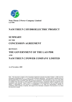 nam theun 2 hydroelectric project summary concession agreement