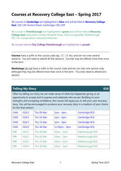 Courses at Recovery College East &ndash; Spring 2017