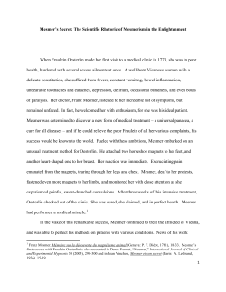 Mesmer`s Secret: The Scientific Rhetoric of Mesmerism in the