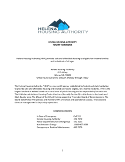 1 HELENA HOUSING AUTHORITY TENANT HANDBOOK Helena