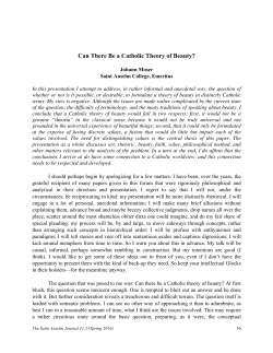 Can There Be a Catholic Theory of Beauty?